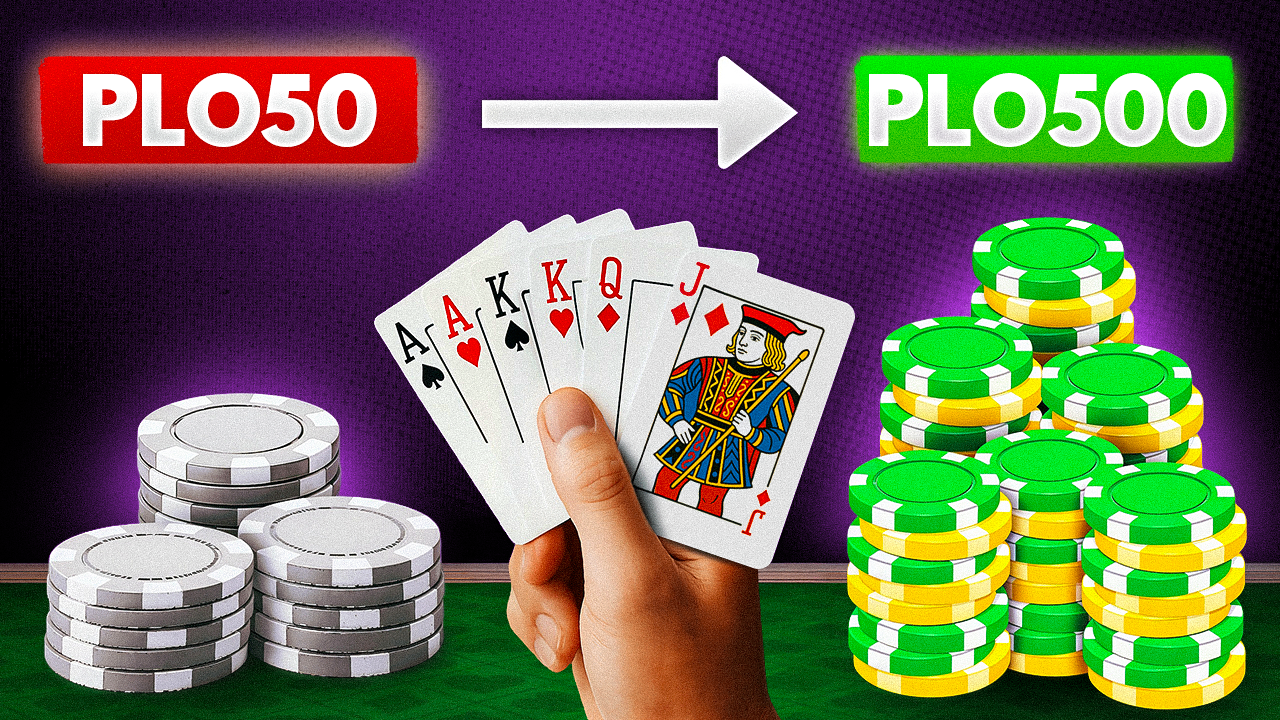 Poker thumbnail showing PLO50 to PLO500 climb